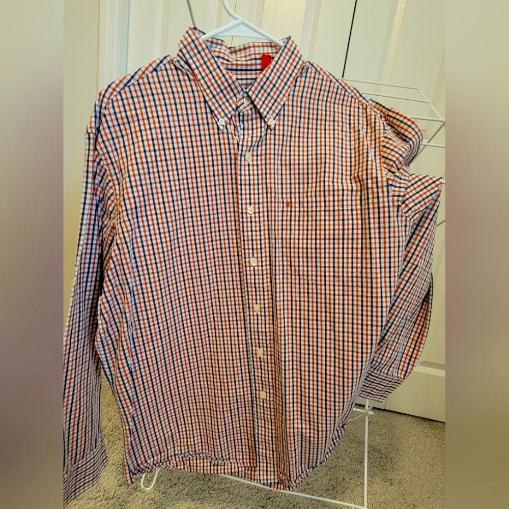 MENS IZOD BUTTON DOWN SHIRT (ORANGE AND Navy Blue